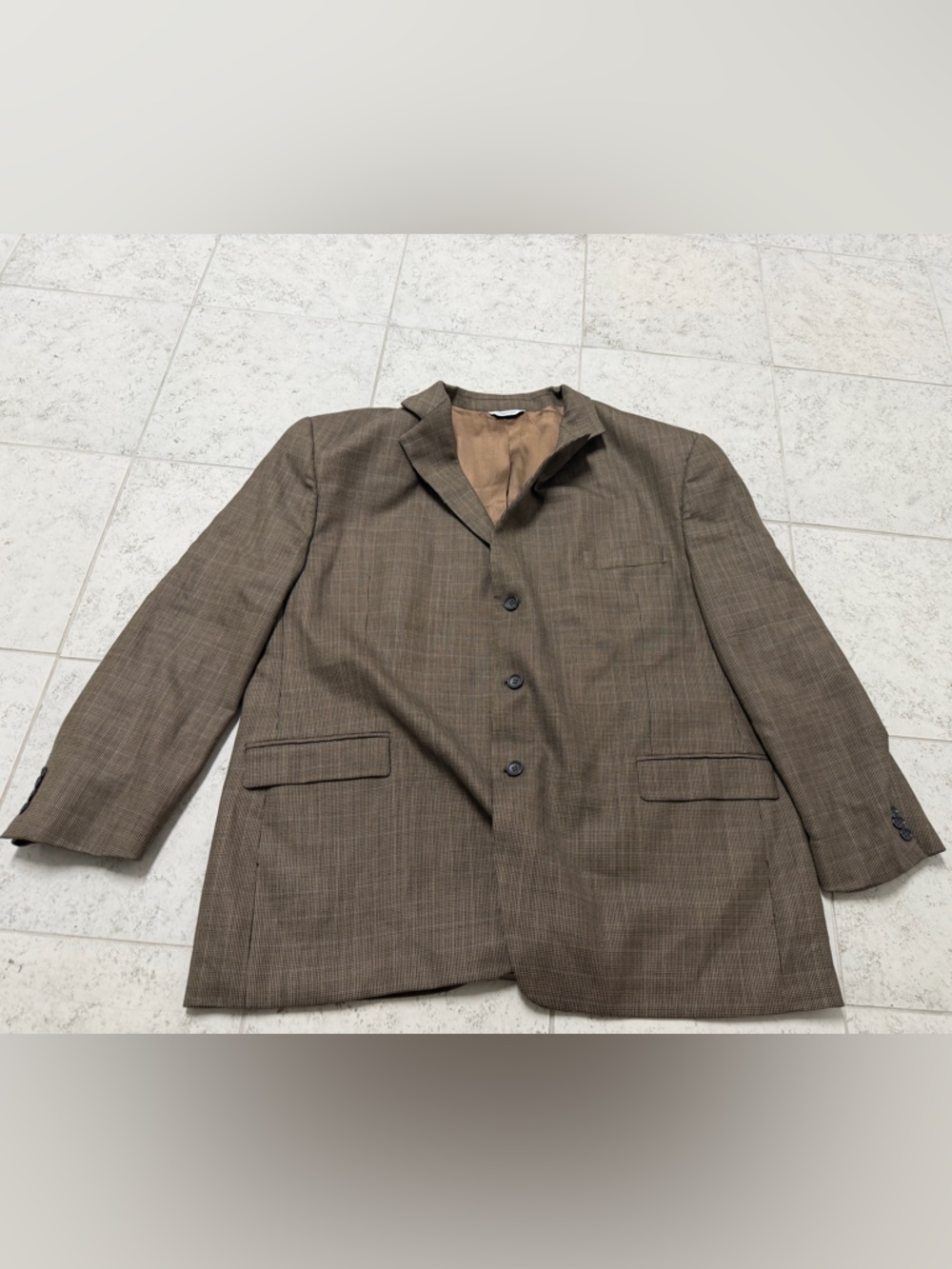 Joseph & Feiss Brown Plaid Men’s wool Suit Blazer formal size 52R